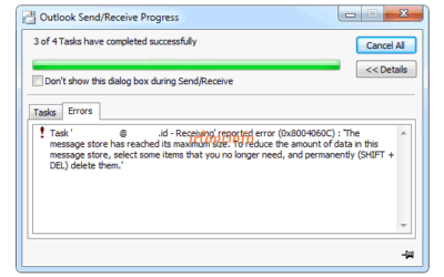 Mengatasi error 0x800406C di Ms. Outlook 2007