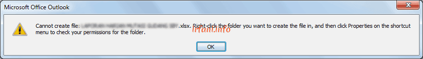 Cannot Create File error message in Microsoft Outlook