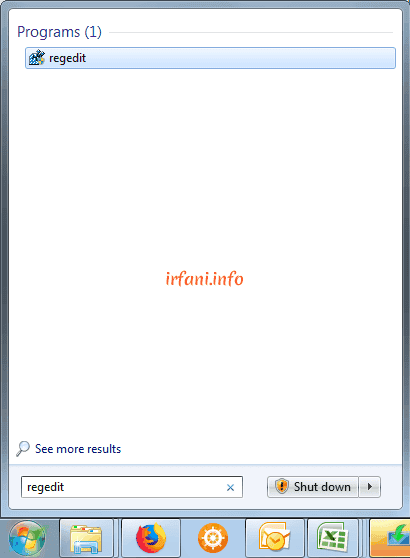 Opening regedit through Search in Windows 7