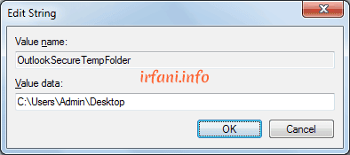 Double-clicking OutlookSecureTempFolder in Registry Editor