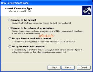 Choose set up my connection manually Windows XP