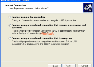 Enter ISP name in PPPoE setup Windows XP