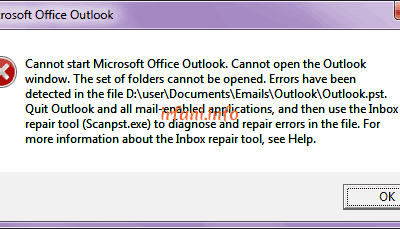 Solution Cannot start Microsoft Outlook on Ms. Outlook 2007